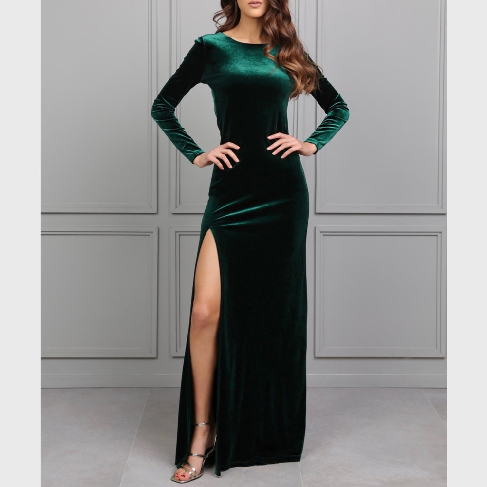 Green velvet dress